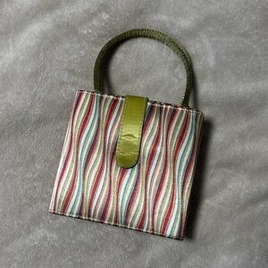 Colorful Striped Mini Bag with Green Handle